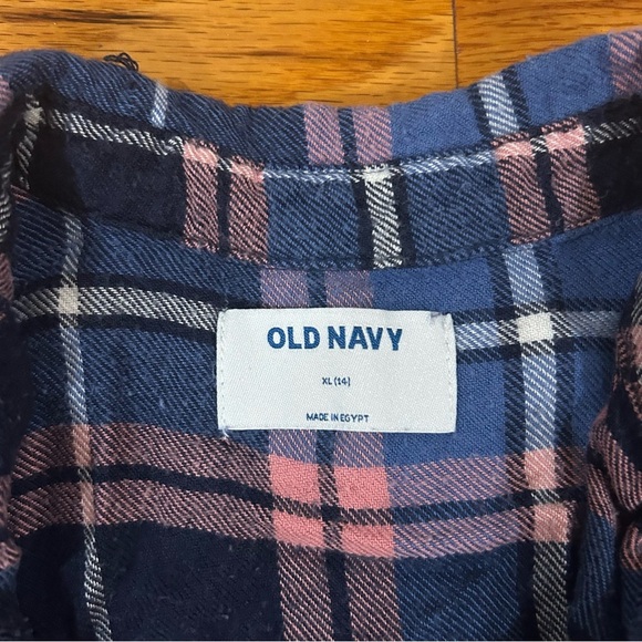 Old Navy girls XL 14 Blue and Pink Plaid Button-Up Shirt cotton soft LIKE NEW - Picture 2 of 7